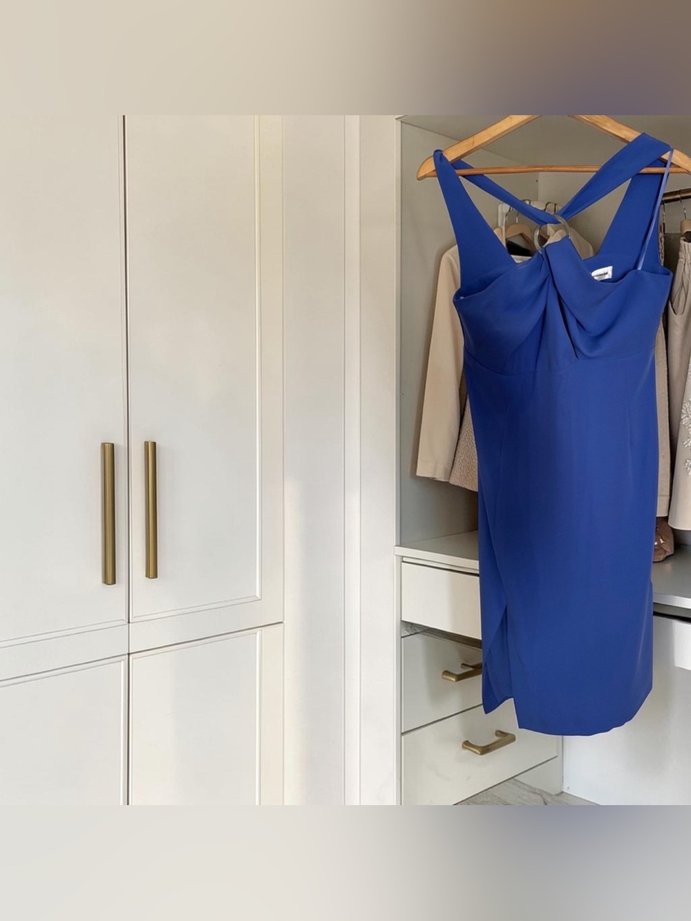 Sandro Ferrone Abito Cady Halter lavender blue Sheath. Color Ortensia Dress NWT